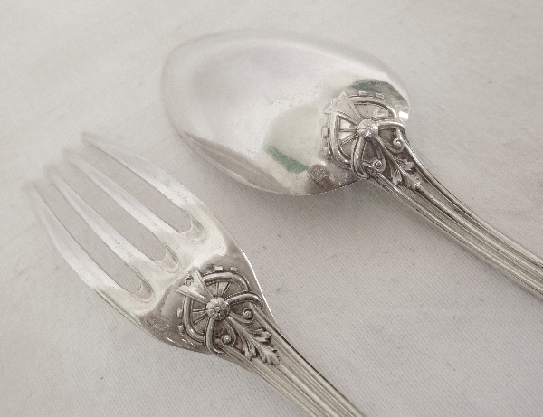 Puiforcat : antique French sterling silver dessert set, 12 pcs, Regence style