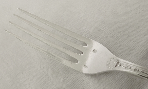 Puiforcat : Antique French sterling silver flatware for 6, Transition Louis XV-Louis XVI style