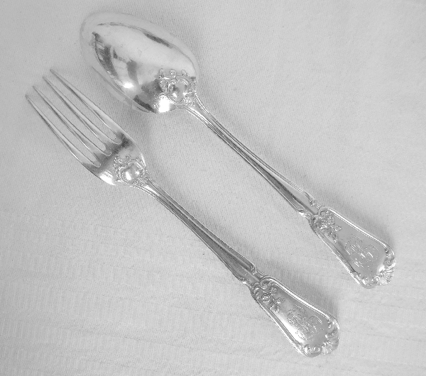 Sterling silver Louis XV style flatware, Henin & Cie - 12 pieces