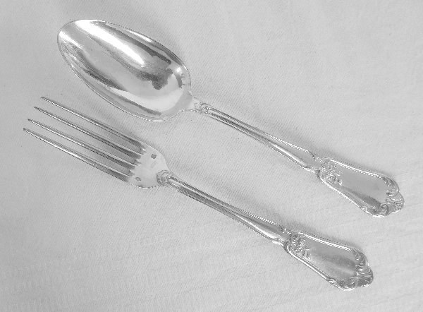 Sterling silver Louis XV style flatware, Henin & Cie - 12 pieces