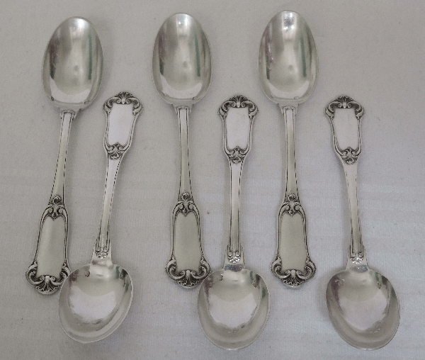 Puiforcat : 6 sterling silver coffee spoons, Louis XV style