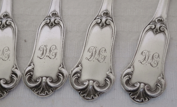 Puiforcat : 6 sterling silver coffee spoons, Louis XV style