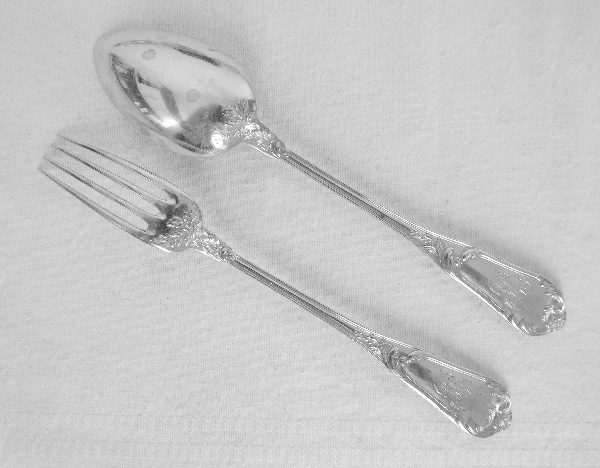 6 sterling silver Louis XV style dessert spoons, silversmith Henri Soufflot