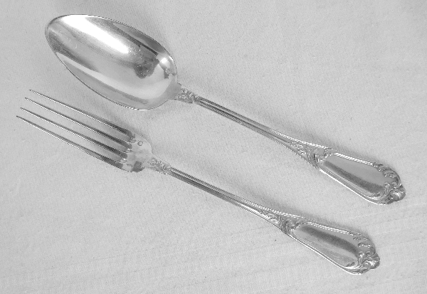 6 sterling silver Louis XV style dessert spoons, silversmith Henri Soufflot