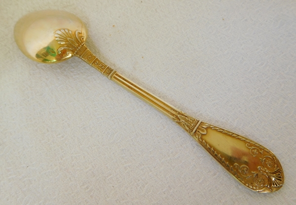 Set of 6 Empire style vermeil moka spoons