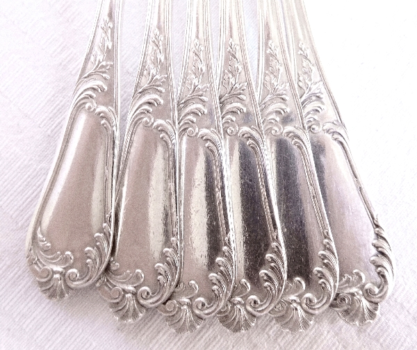 6 sterling silver Louis XV style dessert forks, silversmith Vve Compère