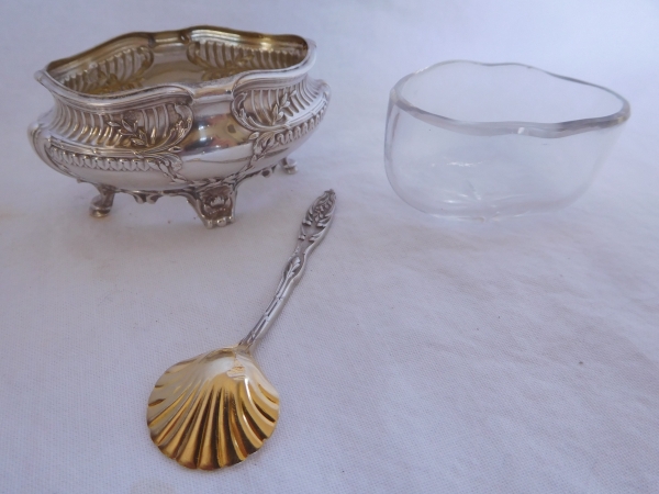 Ravinet & Denfert : 6 Louis XVI style sterling silver and vermeil salt cellars, Majorelle Freres & Cie