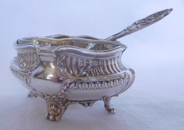 Ravinet & Denfert : 6 Louis XVI style sterling silver and vermeil salt cellars, Majorelle Freres & Cie