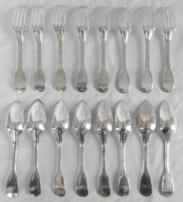 Sterling silver flatware for 8, early 19th century - 1819 - 1838