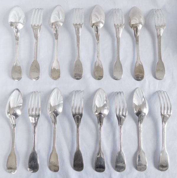 Sterling silver flatware for 8, early 19th century - 1819 - 1838