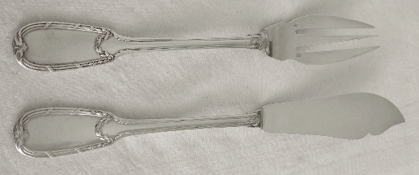 Sterling silver fish flatware, Louis XVI style, silversmith Puiforcat