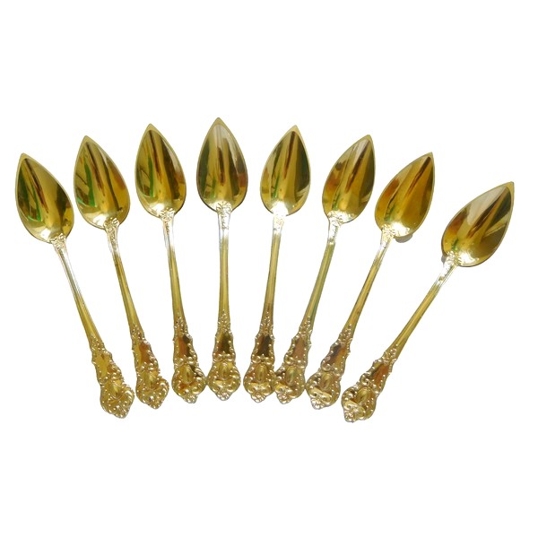 8 vermeil tea spoons, Napoleon III production - mid 19th century circa 1860