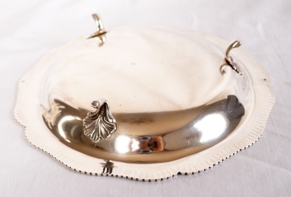 Sterling silver and vermeil serving plate, crown of Count engraved