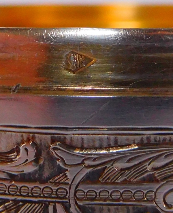 Boîte à boutons de manchette de style Louis XVI - argent massif et vermeil, poinçon Minerve - 107g