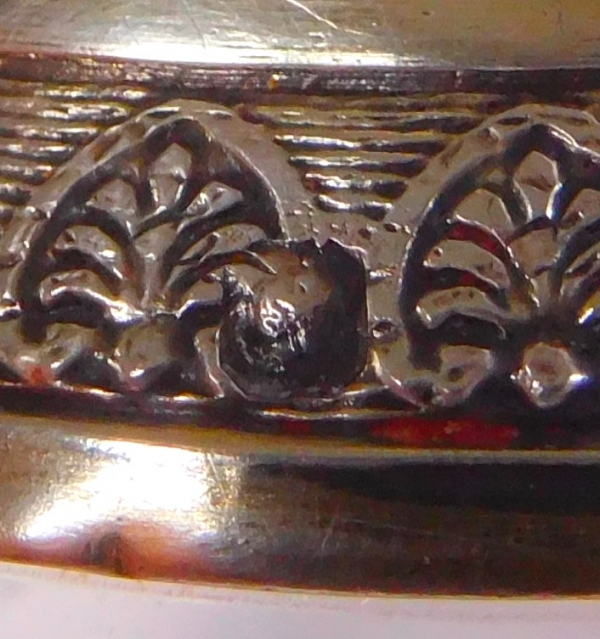 Boîte à boutons de manchette de style Louis XVI - argent massif et vermeil, poinçon Minerve - 107g