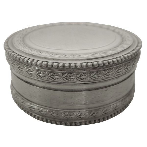 Sterling silver pill box, late 19th century, Louis XVI style