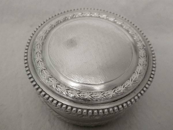 Sterling silver pill box, late 19th century, Louis XVI style