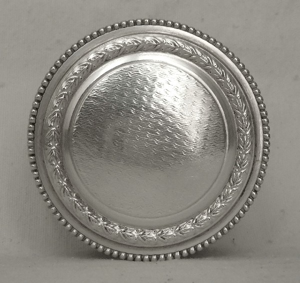 Sterling silver pill box, late 19th century, Louis XVI style