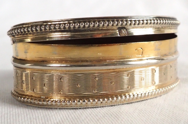 Sterling silver and vermeil pill box, late 19th century