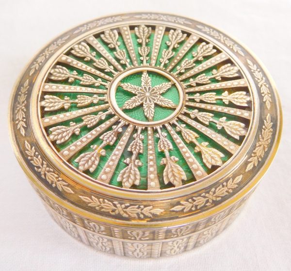 Russian style vermeil, sterling silver and enamel cufflinks box