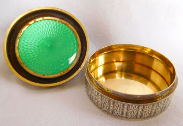 Russian style vermeil, sterling silver and enamel cufflinks box