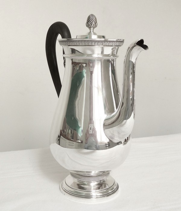 Cafetière en argent massif par Cardeilhac, modèle Malmaison de Christofle, poinçon Minerve