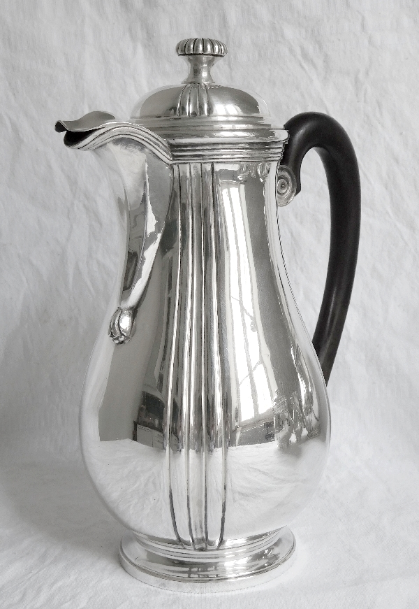 Cafetière / verseuse de style Régence en argent massif, poinçon Minerve, par Hénin et Cie