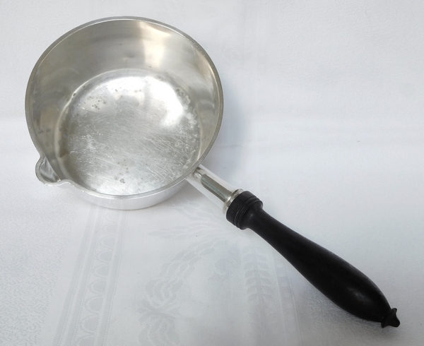 Sterling silver pan, ebony handle