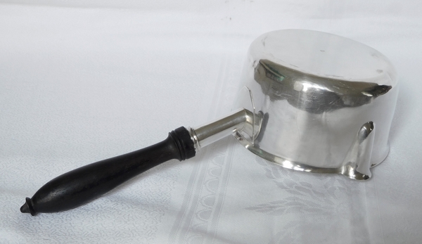 Sterling silver pan, ebony handle