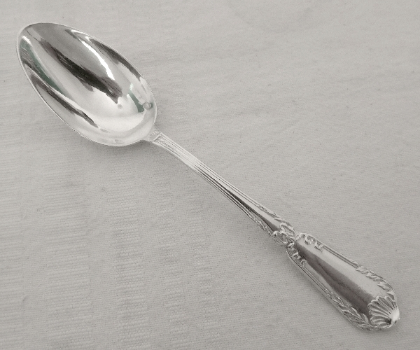 Puiforcat : set of 8 sterling silver coffee spoons, Transition style Pompadour pattern