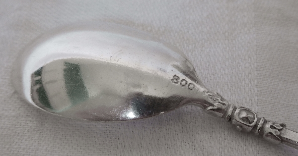 Antique sterling silver & vermeil egg cup and spoon, cracked eggshell & chicken feet