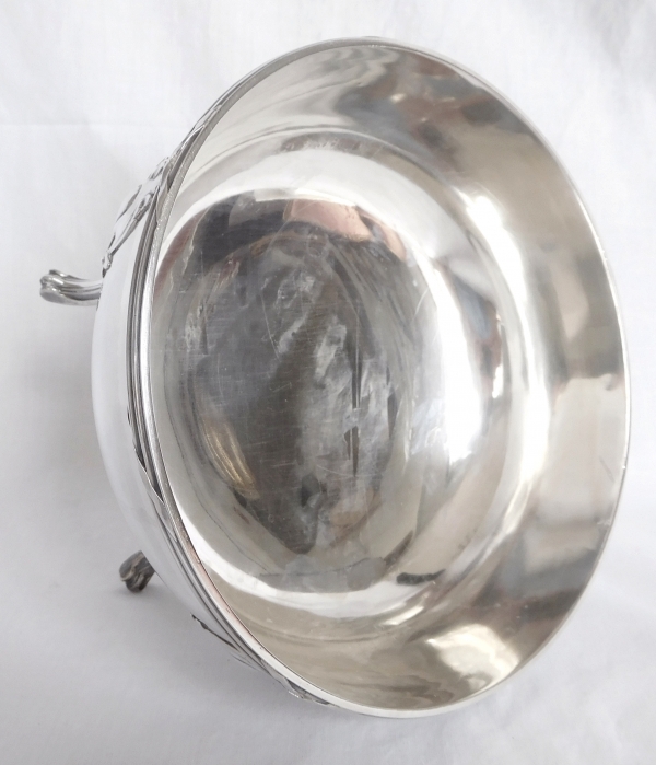Sterling silver and Baccarat crystal Louis XVI style salad bowl, silversmith Coignet