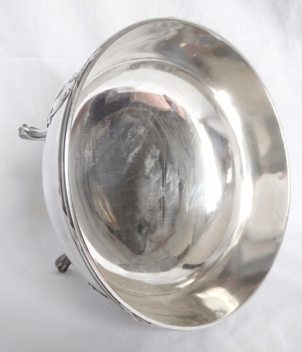 Grande coupe, saladier en argent massif et cristal, style Louis XVI par Louis Coignet, poinçon Minerve