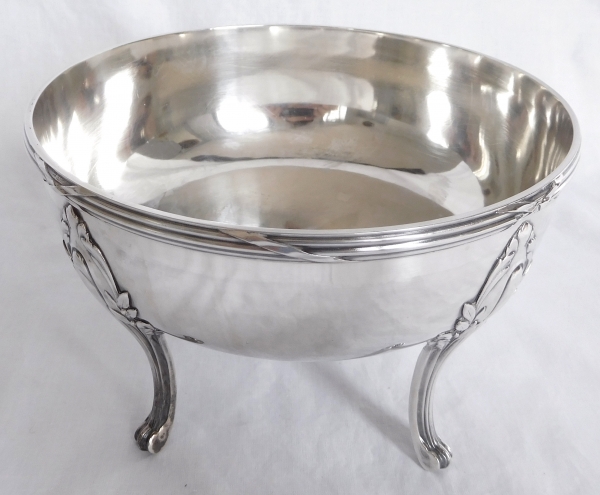 Sterling silver and Baccarat crystal Louis XVI style salad bowl, silversmith Coignet
