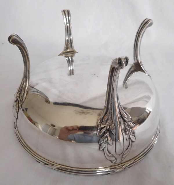 Sterling silver and Baccarat crystal Louis XVI style salad bowl, silversmith Coignet