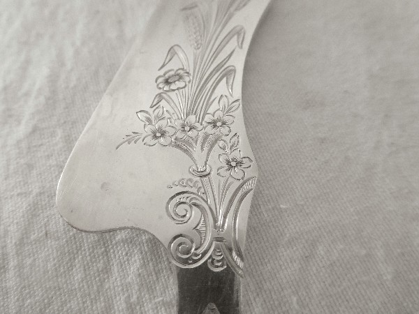 Couteau à beurre d'époque Napoléon III en argent massif, poinçon Minerve par Philippe Berthier
