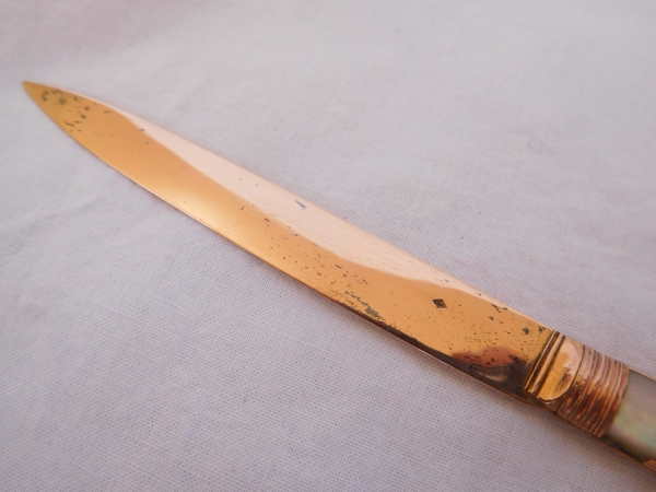 18th century mother of pearl, gold and vermeil knife