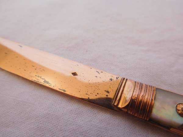 18th century mother of pearl, gold and vermeil knife