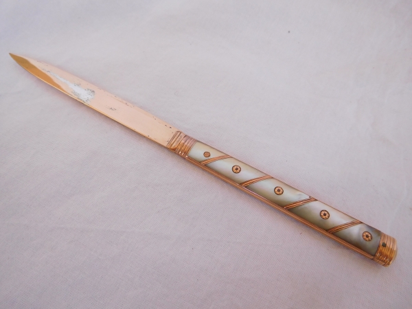 18th century mother of pearl, gold and vermeil knife