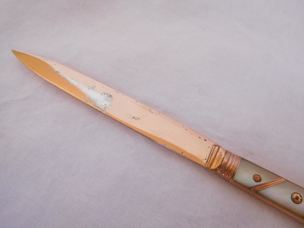 18th century mother of pearl, gold and vermeil knife