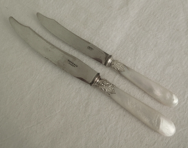 Mother of pearl and sterling silver cutlery set, Louis XVI style, mid 19th century production - 24pcs