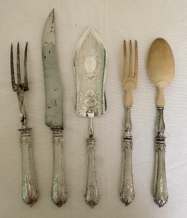 Sterling silver cutlery set, mid 19th century