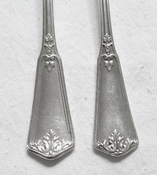 Sterling silver Louis XIV style fork and spoon, set for a child, silversmith Soufflot 