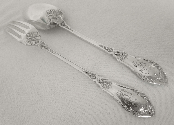 Sterling silver cutlery set for a child, silversmith Victor Boivin
