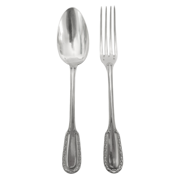 Puiforcat : Louis XVI style sterling silver cutlery set for a kid, Suffren pattern