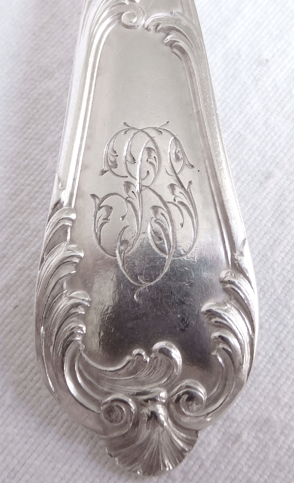 Sterling silver fork and spoon for a child, Louis XV style, silversmith Puiforcat & Vve Compère