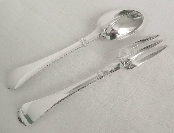 Puiforcat : sterling silver table set for one : a fork, a spoon, Richelieu pattern