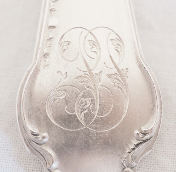 Sterling silver and vermeil salad serving set, Louis XV style, Art Nouveau period, silversmith Boivin