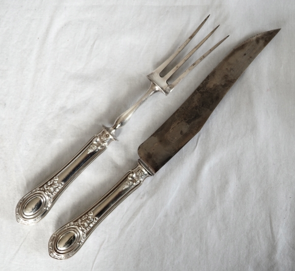 Sterling silver and ivory serving set, Louis XVI style, Napoleon III production circa 1860