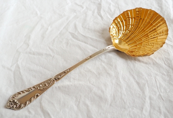 Sterling silver and vermeil strawberry serving spoon, Louis XV style - silversmith Henri Lapeyre